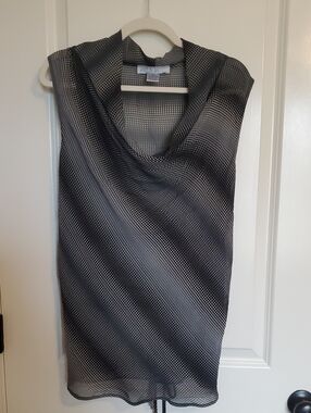🟠 Sleeveless Draped Neck Sheer Top NWT